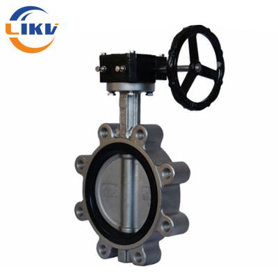 China DN150 Stainless Steel NBR Seat Fully Lug Type Butterfly Valve With Worm Gear for sale