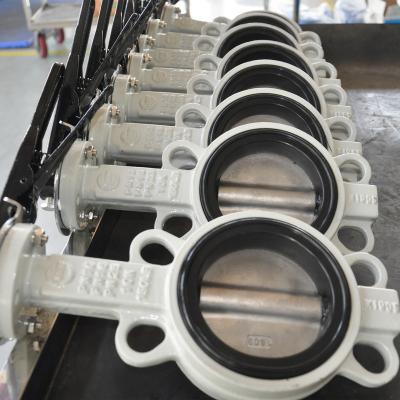 China DN200 8 Inch Pn16 WCB Body PTFE Lined Wafer Type Butterfly Valve with Switch for sale