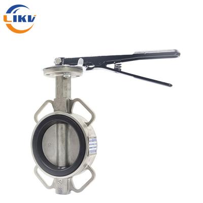 China DN100 Pn16 SS304 SS316 Rubber Seat Hydraulic Wafer Type Butterfly Valve for sale