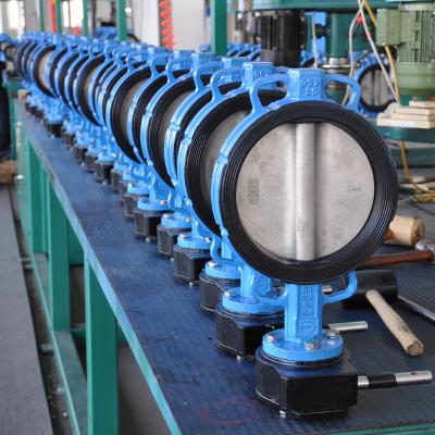 China Pn16 Worm Gear Cast Ductile Iron SS304 Disc Wafer Type Butterfly Valve with Pin for sale