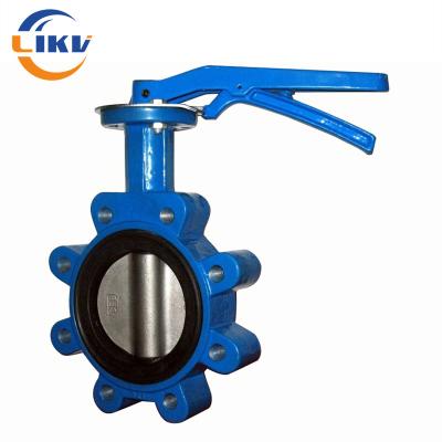 China Dn100 Pn16 Ductile Iron Rubber Seat Full Lug Type Butterfly Valve Lever Operate for sale