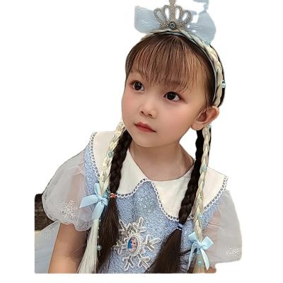 China Braided Hair Circle Girl's Hair Circle Princess Styling Beautiful Headpiece Bow Crown Hair Circle for sale