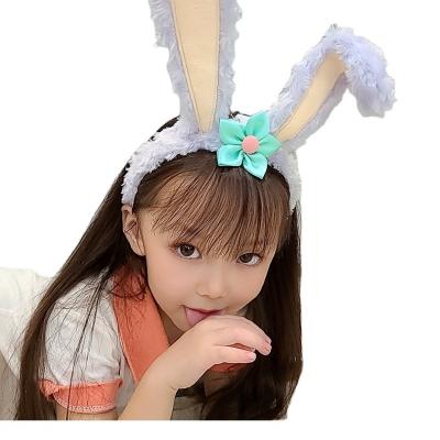 China Cute net adult children's red face rabbit plush dew ears headwear cartoon bunny headband headband hair accessories star headwear for sale