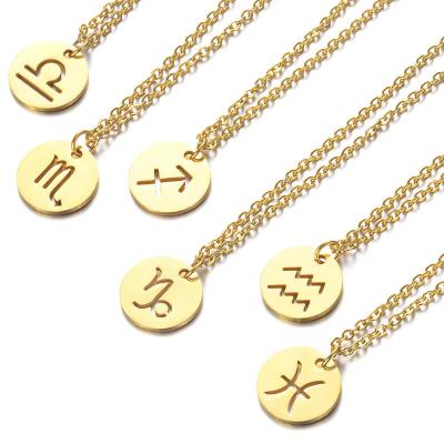 China China 12 gold top selling316l stainless steel women constellations gold necklace zodiac sign charm pendant tasty jewelry accessories for sale