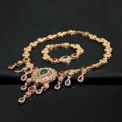 China Environmentally friendly well in Spain set of four pieces of high-grade temperament rhinestone gem necklace jewelry set for sale