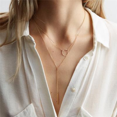 China New Product Environmental Friendly Hot Sale Vertical Bar Stainless Steel Y-shaped Pendant Necklace For Women for sale