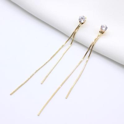 China Wholesale Environmental Friendly Design Fashion Dangle To Drop Long Crystal Diamond Earrings Stainless Steel Accessories Women Earrings for sale