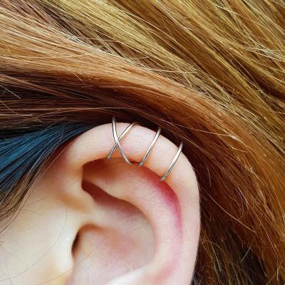 China 2021 Simple Design Stainless Steel Korean Popular Gold Plated Cavity Clip Earrings Jewelry Environmental Friendly Girls for sale