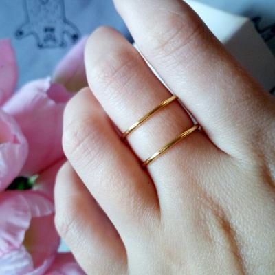 China New Fashion Ring For Women Minimalism Basic Stainless Steel Environmental Friendly 14K Gold Plated Smooth Surface Open Ring OEM for sale