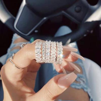 China Environmental Friendly Ring Women's Square Diamond Wedding Ring Full Peach Heart Fashion Zircon Diamond Gift Jewelry for sale