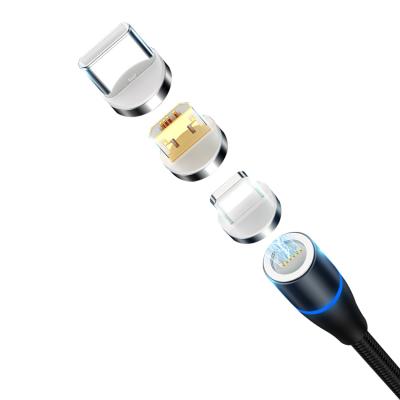 China Factory Wholesale Magnetic MP3/MP4 Player 3 In 1 Round Cable Led Fast Charging Data Cable for sale