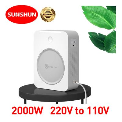 China Pure Copper 220v Power Shunhong 2000w Step Down Transformer to 110v/100v 2000VA New Household Smart Transformer Made of Copper for sale