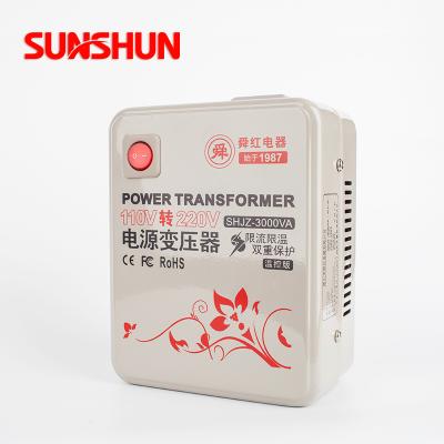 China Household Shunhong 3000w Step Up Transformer 110v to AC 220v Single Phase AC 220v Transformer 3000va 3kva 3kw Dry 110 Voltage Converter for sale