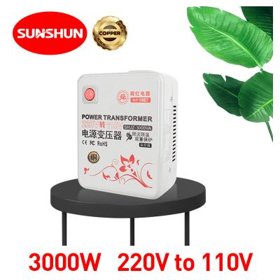 China Shunhong 3000w 220v power to high performance 110v 230V 3000va single phase 3kVA AC power converter setp down transformer for sale