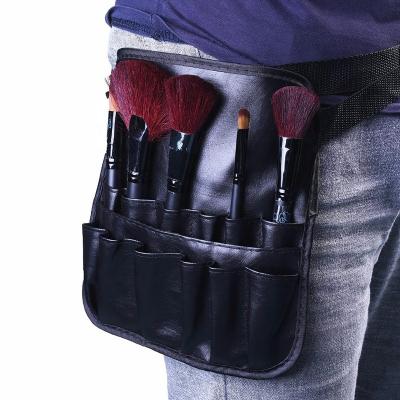 China Fashoion Makeup Brush Bag PU Waist Cosmetic Pouch with Artist Belt Strap for sale