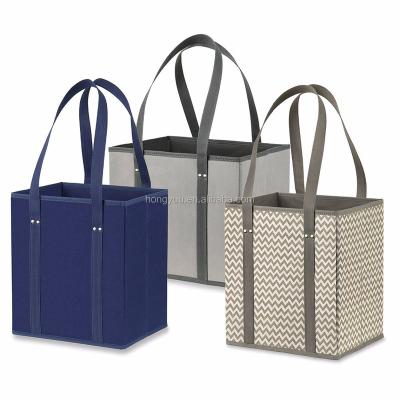 China Lightweight Folding Shopping Box Bag Set Heavy Duty Tote Bags With Long Handles And Reinforced Bottom Foldable, Durable And Eco Friendly for sale