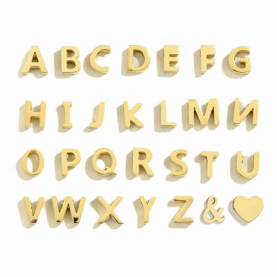 China High Quality Environmental Friendly 316l Stainless Steel A-Z 26 Alphabet Gold Plated DIY Name Necklace Letters Pendant Charms for sale