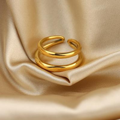 China Waterproof Ring Jewelry 18K Gold With FASHIONABLE Chic Titanium Steel Imperial Plated Stainless Steel Finger Ring for sale