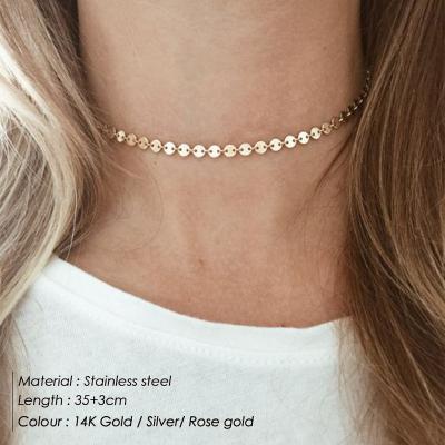 China Pretty Tasty Environmentally Friendly 14K Gold Plated Women Stainless Steel Necklace Jewelry Chain Link Necklace Choker for sale