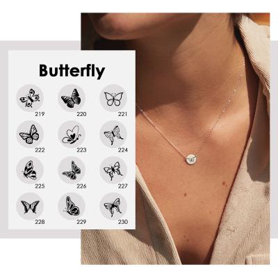 China Environmental Friendly Jewelry Rose Gold Butterfly Necklace For Women With Butterfly Necklace Hand Engraved Stainless Steel for sale