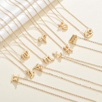 China Environmental Friendly Gold 12 Letter Necklace Zodiac Sign Necklace Custom Jewelry Fashion Stainless Steel for sale