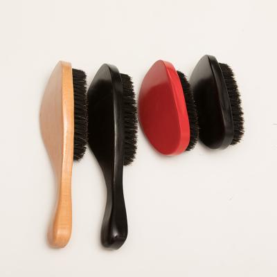 China Compact Beard Brush Boar Stiffen Handle Custom Colorless Wood And Barber Brush 360 Material Hard Wave Curved Men for sale