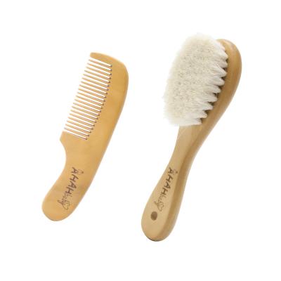 China Compact Baby Hair Wash Brush Soft Wool Straightens Mini Hair Comb Logo Brush and Wooden Comb Set Custom Hair for Kids for sale