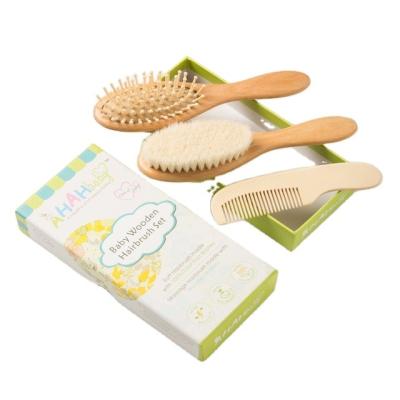 China Baby Compact Hair Brush Brush and Wooden Comb Set for Newborn Hair Combs for Kids for sale