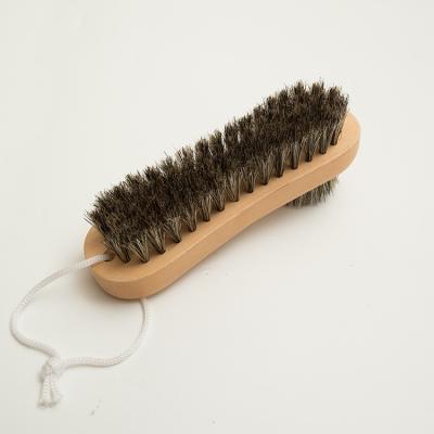 China Shine Wood Brush Shoe Horsehair Hand Grip Leather Polish Brush Cleaner for sale