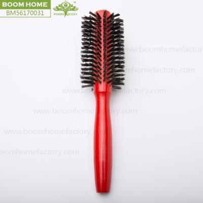 China Modern custom natural round wood bamboo boar bristle hair brush logo 100% color size salon log hair brush set for sale