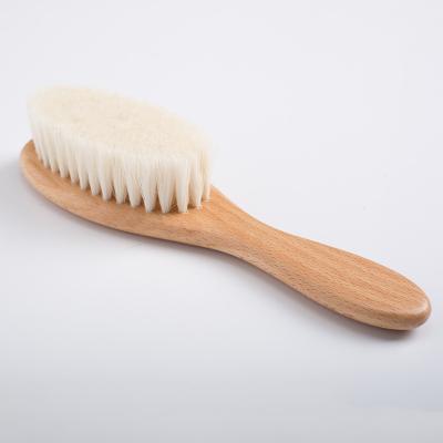 China Baby Cleansing 100% Natural Wooden Goat Hair Brush Baby Dry Bathing Brush For Baby for sale