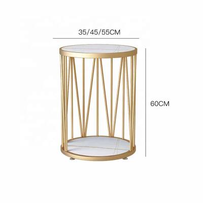 China Contemporary Nordic Light Luxury Iron Base Bed Side Table Living Room Sofa Round Corner Table for sale