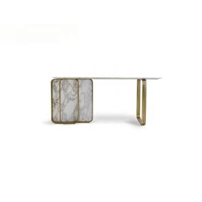 China Modern Light Luxury Entry Porch Hallway Hallway Porch Cabinet Marble Console Table Gold Design Table Set for sale