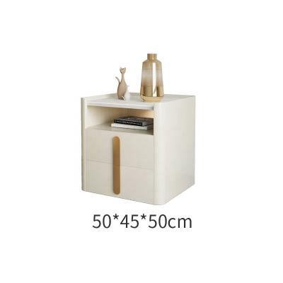 China Modern Light Luxury Chipboard Modern Light Luxury Bedroom Bedside Stone Nightstand Lamp Integrated Storage Cabinet for sale