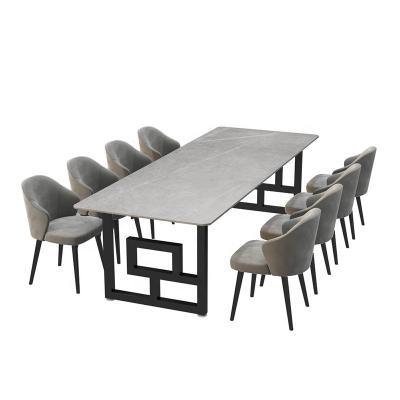 China New Contemporary Chinese Gray Chipboard Luxury Negotiation Super Splicing Square Table Long Table Stone Light Conference Office Table for sale