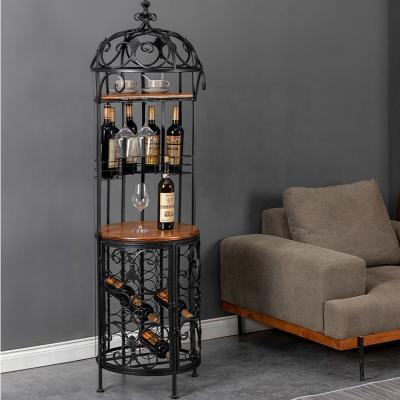 China Ironi Nordic Viable Solid Wood Wine Rack Floor Bar Floor Wine Cabinet Wine Display Rack for sale