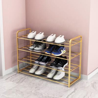 China Indoor light luxury simple tiered house dormitory shoe storage dormitory door shoe rack shoe art customization iron shelf for sale