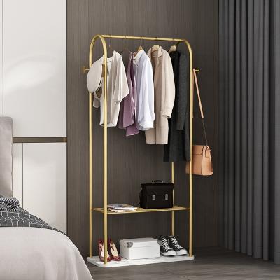 China (Others) Gold Marble Adjustable Clothes Racks Home Porch Clothes Racks Simple Floor Bedroom Clothes Racks for sale