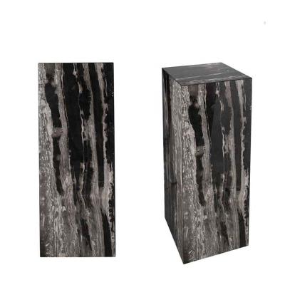 China Portoro modern black hotel living room lobby floor decoration sculpture exhibition table stand artificial marble base for sale