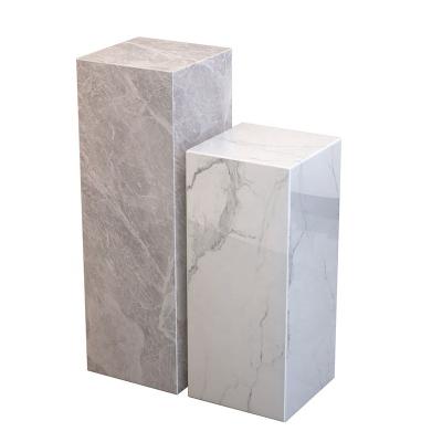 China Modern artificial calacatta sculpture hallway living room white marble low plinth for sale