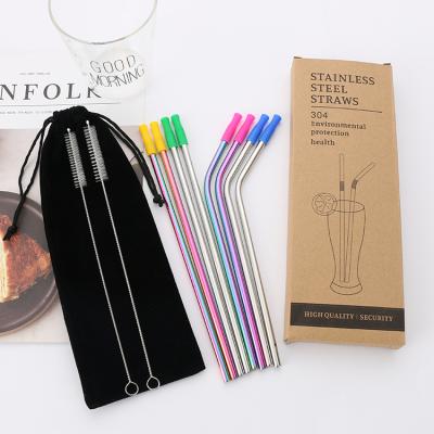 China Sustainable Creative 304 Stainless Steel Straw Color Metal Drinking Straw Food Grade Eco-friendly Paper Box for sale