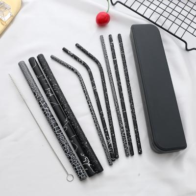 China Sustainable Stainless Steel Straw Box Environmental Protection Titanium Color Coffee Drink Straw Custom Logo for sale