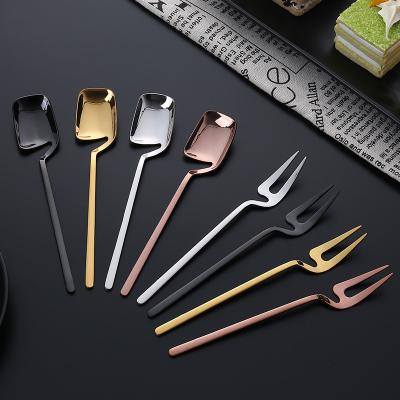 China Viable European style single teaspoon dessert bifurcate creative long handle wall stirring spoon for hotel for sale