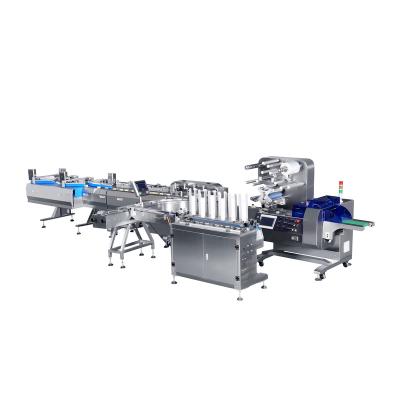 China Food Factory Full Automatic Moon Cake and Other Cakes Feeding Tray Packing Line for sale