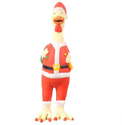 China Santa Claus Viable Screaming Chicken Bite-Resistant Dog Christmas Toy for sale