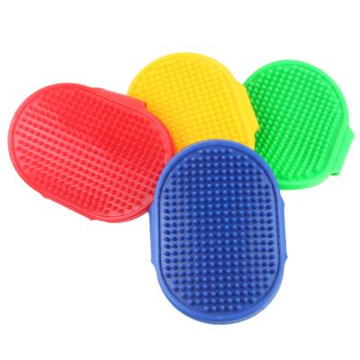 China Viable Silicone Pet Grooming Brush For Bathing Massage Brush Shampoo Rubber Comb With Adjustable Ring for sale