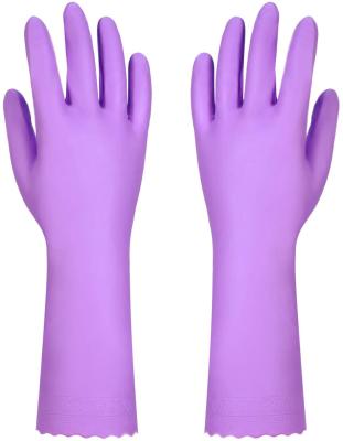 China Eco - Friendly Purple Latex Fancy Multi Kitchen Cleaning Gloves for sale