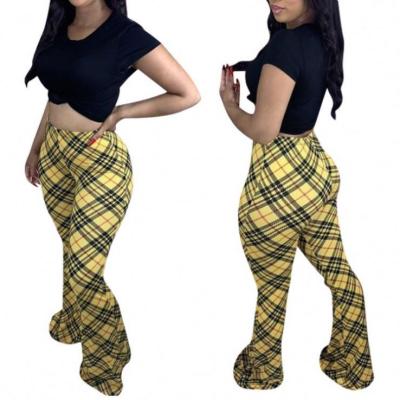 China 2021 Summer Best Anti-Wrinkle Design Plaid Printed Lower Lady Pants Women's Casual Cargo Pants Women's Clothing for sale