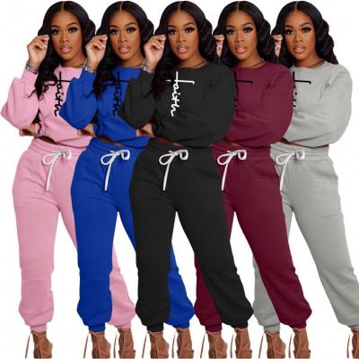 China New Arrival Anti-Pilling Two Piece Pants Joggers Pants Set Long Sleeves Solid Color Casual Women Sets Women Sweatsuit Set Two Piece Tracksuit for sale