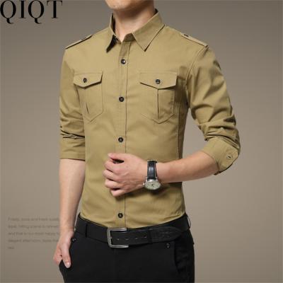 China Fashionable Military New Leisure 2022 Anti-pilling Long Sleeve Button Up Shirt Formal Cotton Shirts For Men for sale